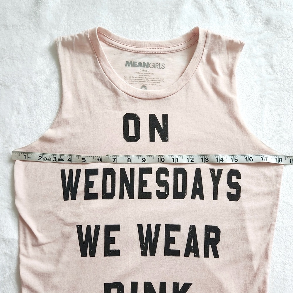 Y2K Mean Girls Pink Graphic Tank Top On Wednesdays We Wear Pink Movie Tee Small - Picture 9 of 12